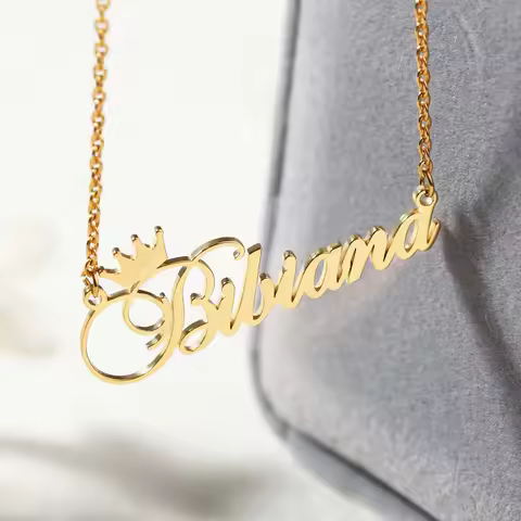 Personalized Crown Name Necklace Custom Queen Princess Crown Charm Necklace Jewelry Gifts For Mom Wi