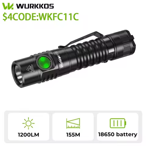 Wurkkos FC11C Nichia 519A Buck Circuit Hiking 18650 Flashlight Max ouput 1200 LM USB C Rechargeable