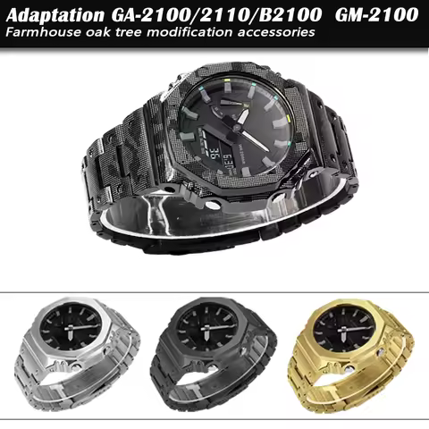 Stainless steel case strap watch modification accessory compatible with GA-2100 2110 B2100 GM-2100 G