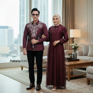 Azkana Batik - Couple Gamis Lebaran 2026 Latest Mahogany Couple Clothes Tulle Brocade Gamis Party Dr