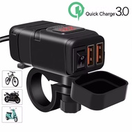 Extractme QC3.0 Motorcycle USB Charger 12V Waterproof Socket Handlebar Cell Quick Charger Adapter wi