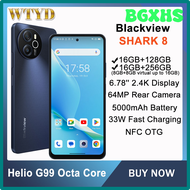 Blackview SHARK 8 สมาร์ทโฟน 16GB + 128GB / 256GB 6.78 '' 2.4K จอแสดงผล 5000mAh Android 13 Helio G99 Octa Core 4G NFC โทรศัพท์มือถือ