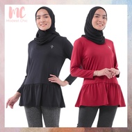 JERSEY MUSLIMAH PEPLUM (M-3XL) Microfiber Cepat Kering Baju Sukan Plus Size