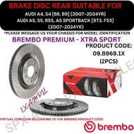 BREMBO GENUINE DISC BRAKE ROTOR (REAR) FOR AUDI A4, S4 [B8, B9] '07-24YR / A5, S5, RS5, A5 SPORTBACK
