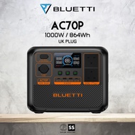 BLUETTI AC70P Portable Power Station | 1,000W power battery capacity 864Wh
