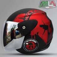 Helm EVOLUTION Half Face Model Seperti Helm Gm Original Murah Motif Spartans Untuk Pria Dan Wanita D