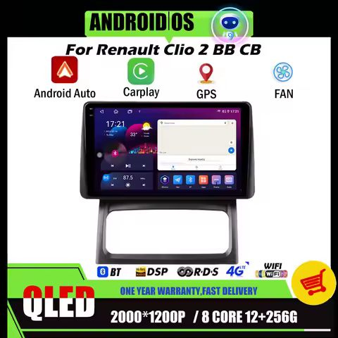 Car Radio Carplay For Renault Clio 2 BB CB 2001 - 2012 Navigation GPS Android Auto Stereo Multimedia