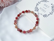 石榴石 膠花 草莓晶 薔薇輝 橙月光石 14k包金設計手鍊