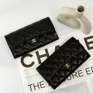 S5274-Chanel 黑荔枝牛皮金扣下蓋長夾AP0241