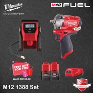 Milwaukee M12™ Combo Set M12 FIWF12-302 Stubby Impact Wrench + M12 BI-0 Inflator ( 1388 )