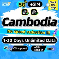 Wefly Cambodia eSIM 5G 3-30Days Daily 500MB-3GB Unlimited Data eSIM Cambodia SIM Card Send in 1min