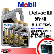MOBIL 5W-40 Delvac 1 Fully Synthetic Diesel Oil 8 Liter for Montero, Strada, L300 4N14 / 4N15 Engine