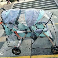 Double Stroller Rain Cover Twin Trolley Tricycle Raincoat Rainproof Windshield Universal Extra Large