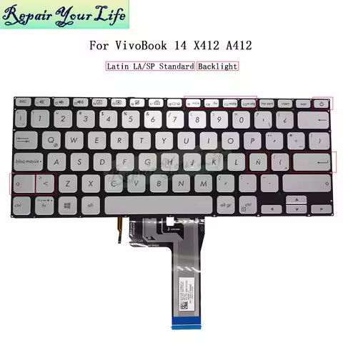 Spanish LA Latin Backlit Keyboard for Asus VivoBook A412 X412 F412 X412D X412J X412UA UB X412FA FL X