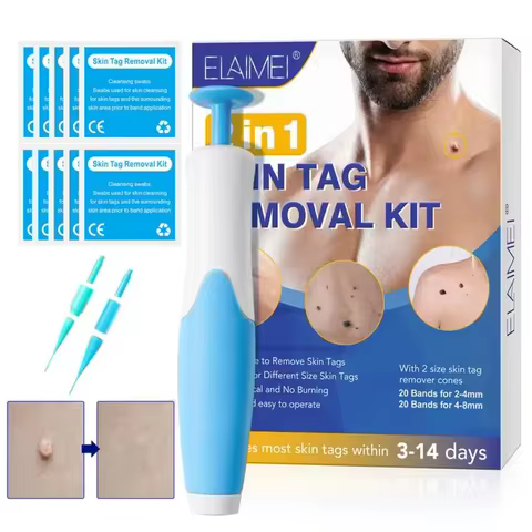 2 In1 Auto Skin Tag Mole Wart Removal Kit Painless Cleaning Tool Face Skin Care Body Wart Dot Treatm
