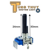Combo of 5 Potentiometers 6 Green Square Pins - Curved Legs Beveled Handle Length 30mm 10K 50K