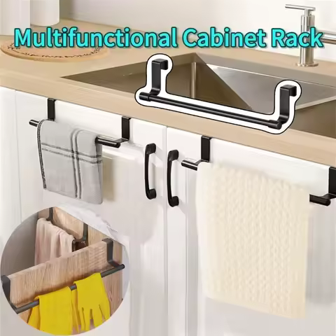 1/2pcs Wall Mounted Kitchen Cabinet Towel Rack-A Space Saving Cloth Rack Suitable for Homes and Bath