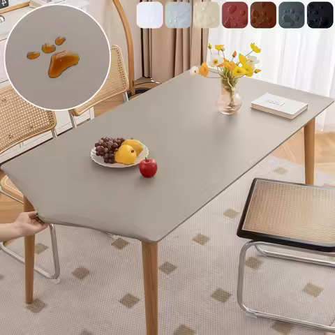 Waterproof Table Cloth Picnic Elastic PU Leather Fitted Edged Table Cloth Stretch Square/Rectangle T