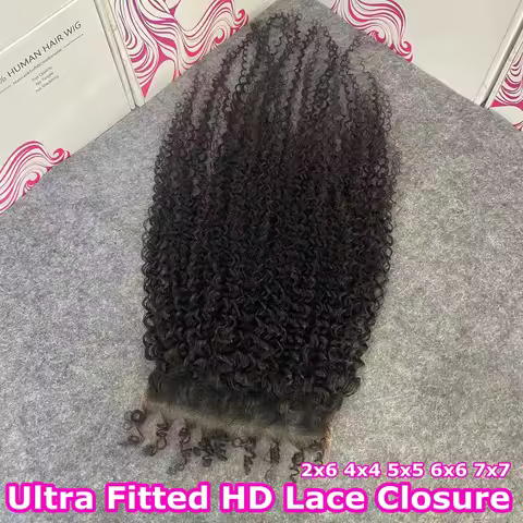 Kinky Curly 6x6 Ultra Fitted Invisible HD Lace Closure Pre Plucked Human Raw Hair Closures 5x5 6x6 9
