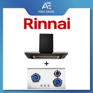 RINNAI RH-C1059-PBR 90CM CHIMNEY HOOD + RINNAI RB-93TS 3 BURNER HYPER FLAME STAINLESS STEEL BUILT-IN HOB