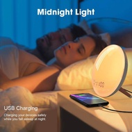 Smart Wake Up Light Alarm Clock Digital 7 Color Switch Radio Sunrise Sunset