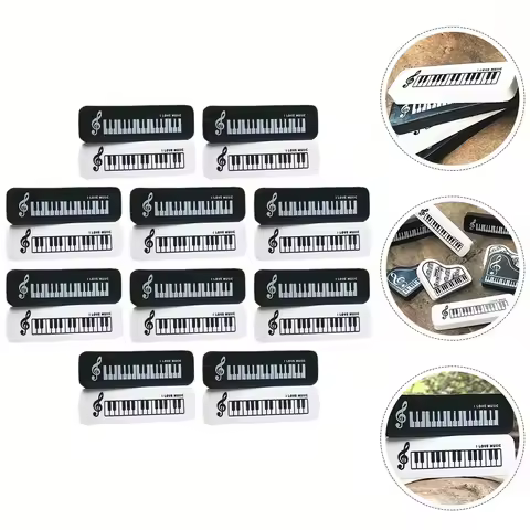 20pcs Cartoon Piano Eraser Set Student Creative Long Keyboard Pattern Eraser Music Theme Stationery