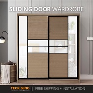 (FREE Shipping & FREE Installation) TECK SENG 8 Feet Sliding Doors Wardrobe / Anti-Jump / 2 Sliding 