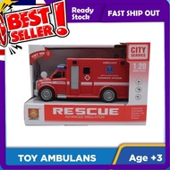 Lori Ambulan Mainan, Rescue Ambulance Model Scale with Light & Sound