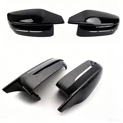 Glossy Black Carbon Fiber M4 Bull Horn Mirror Cap For BMW 3 4 5 6 7 8 Series G11 G12 G20 G30 G38 Rea