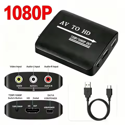 RCA/AV/CVBS to HDMI-compatible HD Converter 720P/1080P Out HDTV to AV Video Audio Adaptor PAL/NTSC f