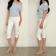 WITH EASE - Capri Pants | High Waisted Mid Calf Pants | Bottoms CasualWanita 7/8