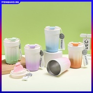 380ml Gradient Color Thermos Cup Covered Straw Vacuum Water Bottle Flask 316 Stainless Steel Insulation Cold Coffee Mug Fenghao_sg