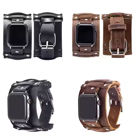 Fashion Leather Band Strap Punk Smartwatch Accessories Watch Strap Watch Band for Apple Watch/Unisex