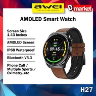 Awei H27 Smart Watch 1.43inch AMOLED Display Phone Call Sport Outdoor Sleep IP68 Waterproof Awei Sma