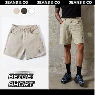 BEIGE SHORT JEANS Men's Shorts - JEANS & CO - Above Knee Form - Men'sShorts BEIGE