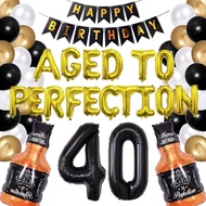 (SG Seller) 40th Birthday Decoration, 40th Birthday Balloon, Decoration Set Decor Kit, Black and Gol