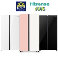 Hisense 660L Side by Side Glass Doors Inverter Fridge RS728N4AWU / RS728N4ABU / RS728N4AWPU Refriger