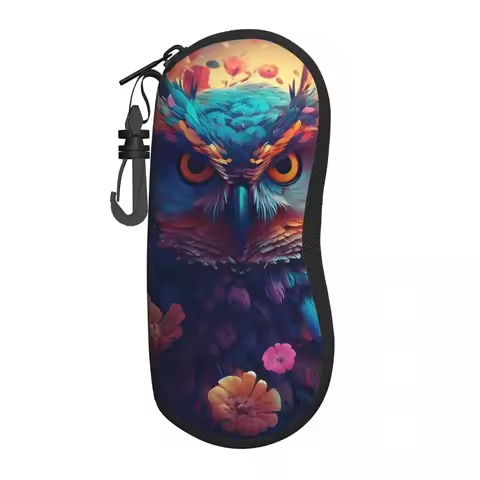 Owl Bird Glasses Case Cover colorful flowers Convenient Sunglasses Pouch For Male Trend Eyewear Orga