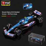 Burago 1/43 Scale BWT Alpine F1 Team 2023 A523 #10 Pierre Gasly & #31 Esteban Ocon Alloy Diecast Rac