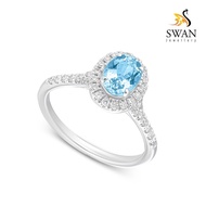 Cincin Berlian Batu AquaMarine Swan Jewellery