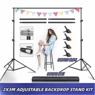 2x3M Adjustable Backdrop Stand Kit Heavy Duty Studio Equipment Photography Studio Photo Video Backgr