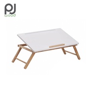 [2สี] PJ Wood โต๊ะญี่ปุ่นไม้ยาง โต๊ะพับ เปิดหน้า ไม้ยางแท้100% Laptop Open Top Table โต๊ะพับญี่ปุ่น 