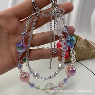 High-End Heidi Beads Mixed Color Beaded Mobile Phone Chain Handmade Short Chain Wrist Lanyard Bag Ca