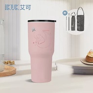 【IKUK 艾可】陶瓷珍奶冰壩保溫杯900ml-小熊珍奶杯 織夢粉