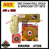 [415 SSS FULLGOLD] GT128 DINAMIK 415 Sprocket Set and Chain Heavy Duty Sprocket and SSS FULL GOLD Mo