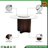 Meja Makan Bulat Modern Elegan Putih Cokelat Walnut Informa Meja Cafe Restoran Bundar Ender Dining T