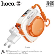 HOCO T29A [China CCC] Power Bank 10000mAh 6in1 ชาร์จเร็ว 22.5W มีสาย Type-C ยืดหดได้ 70 ซม. ชาร์จไร้