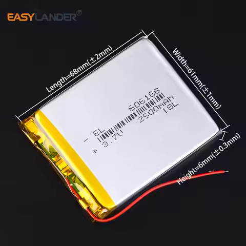 606168 3.7V 2500mAh 606070 Lithium Polymer Li-Po li ion Rechargeable Battery cells For Mp3 MP4 MP5 G