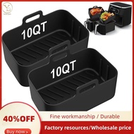 2PCS Air Fryer Silicone Liners for Ninjia DZ401 DZ550 Dual Air Fryer Reusable 10QT Non-Stick AirFrye