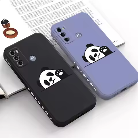 G60 Cute Panda Silicone Phone Case For Motorola Moto G60 G62 G60S G40F G54 G82 G13 G22 G52 G100 G84 